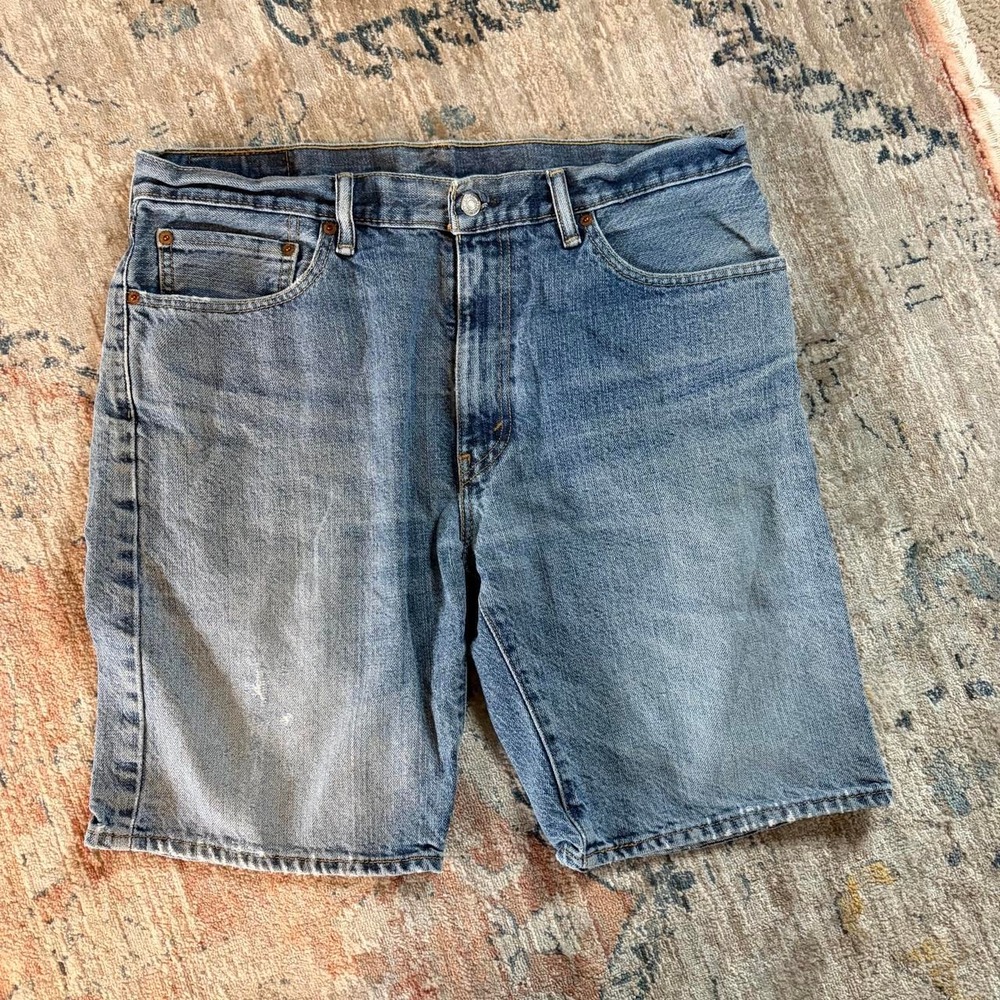 Levi 505 Regular Fit Mens Denim Shorts Size 36 Light Wash Blue Jean Shorts